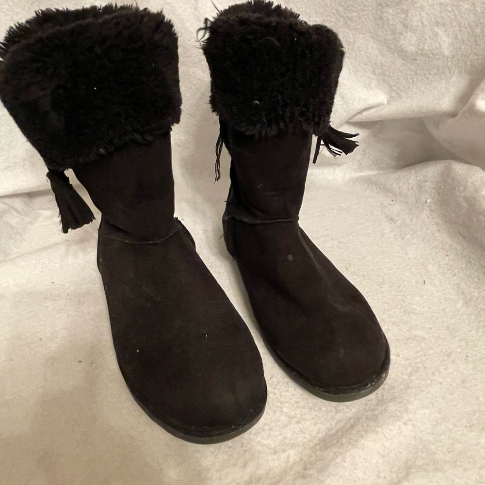 Makalu California Girl's Black Iceland Side Zip Suede Boots Sz 5/ Women Sz 7